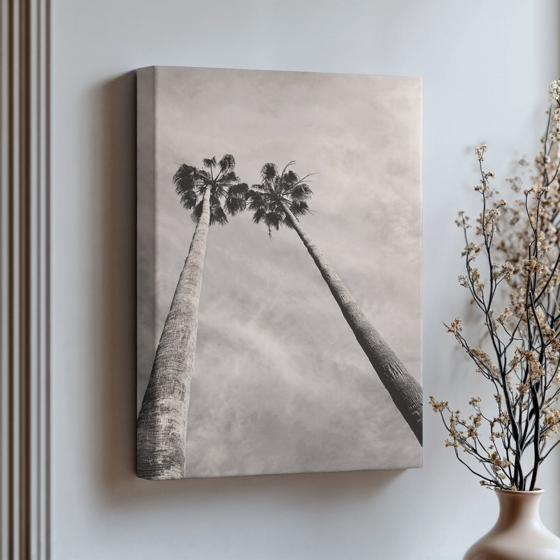 Palm Trees Canvas | Black and White Canvas | 17 Mile