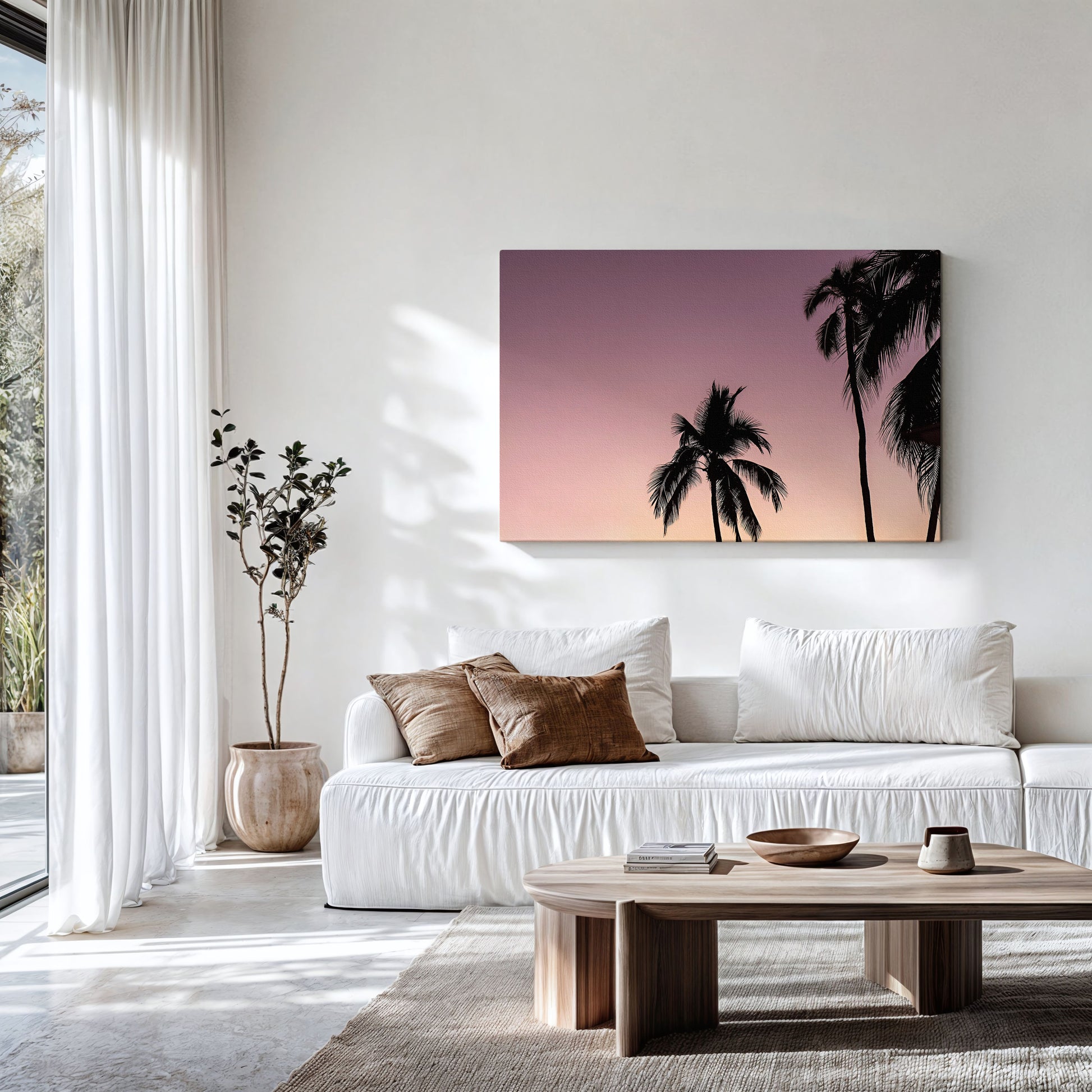 Sunset Wall Art | Sunset with Palm Canvas | 17 Mile