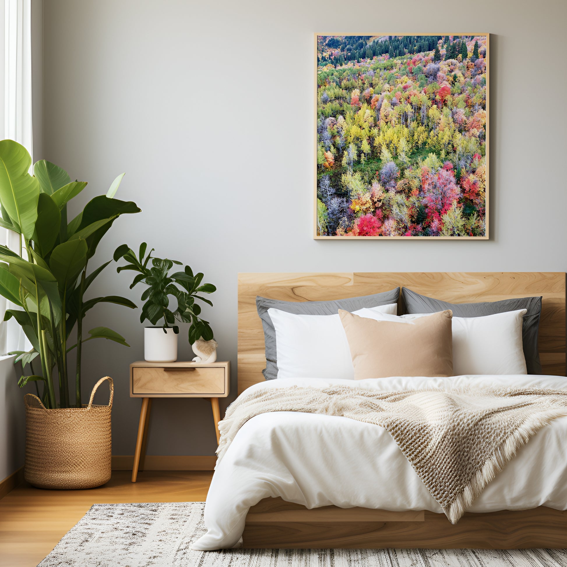 Red Autumn Aerial Mountain Print | Fall Landscape Wall Art | 17 Mile