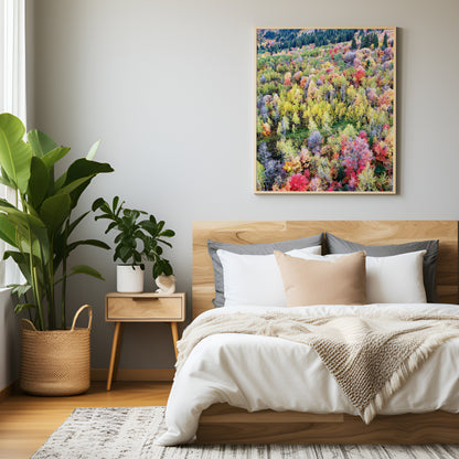 Red Autumn Aerial Mountain Print | Fall Landscape Wall Art | 17 Mile