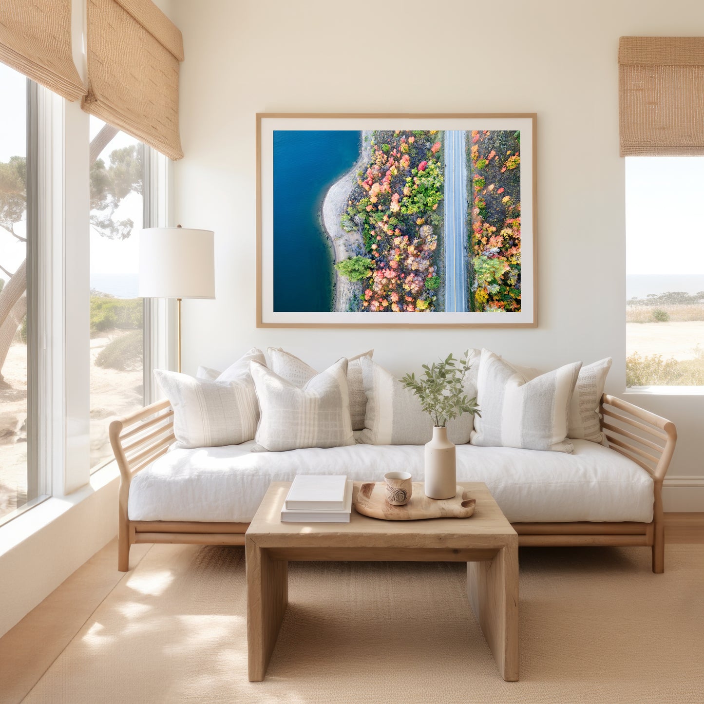 Utah Aerial Autumn Lakeside Road Print | Fall Landscape Wall Art | 17 Mile