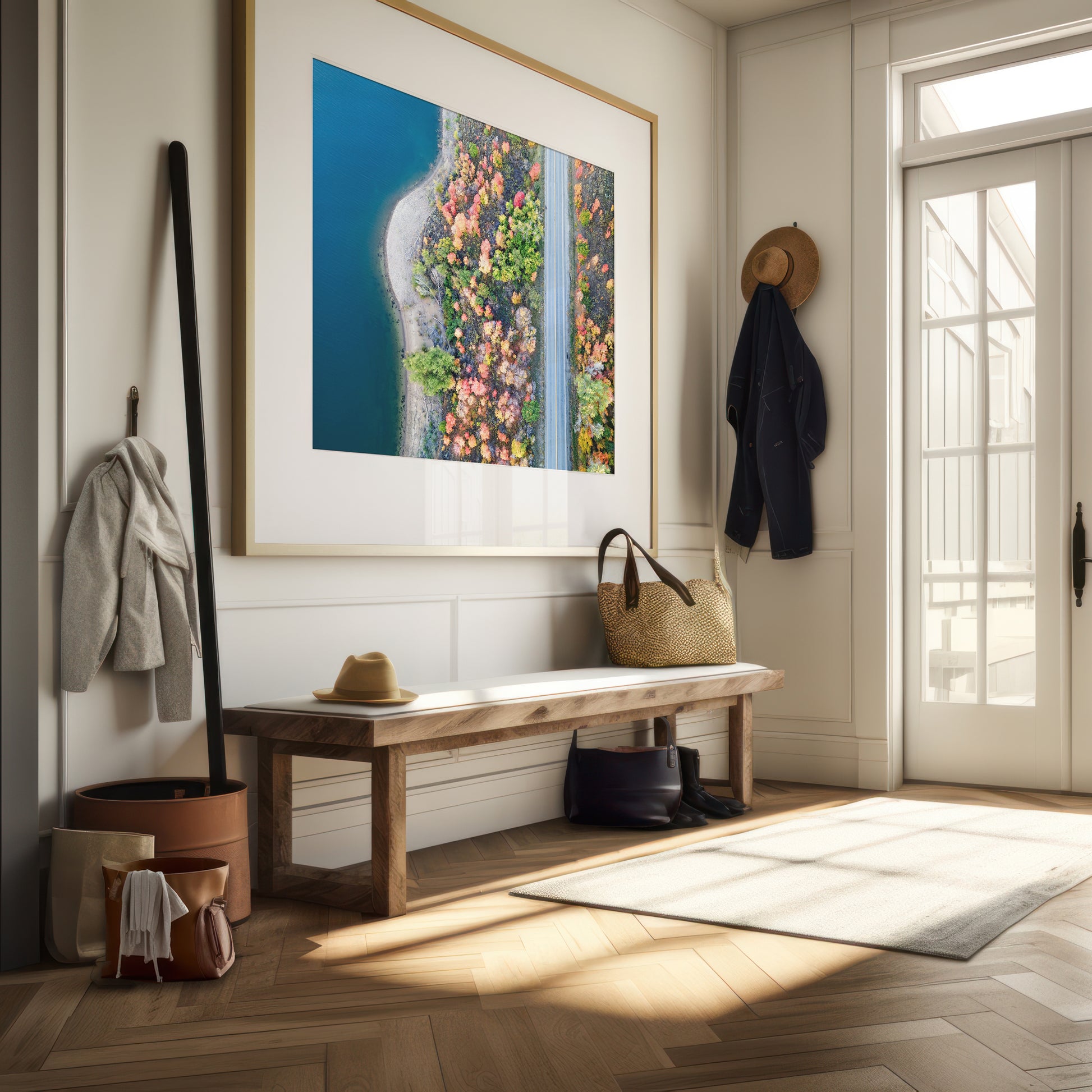 Utah Aerial Autumn Lakeside Road Print | Fall Landscape Wall Art | 17 Mile