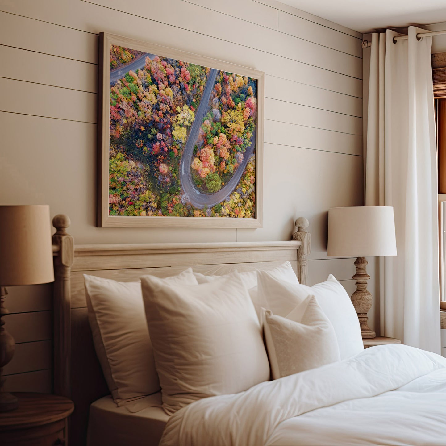 Fall Aerial Winding Road Print | Autumn Landscape Photography | 17 Mile