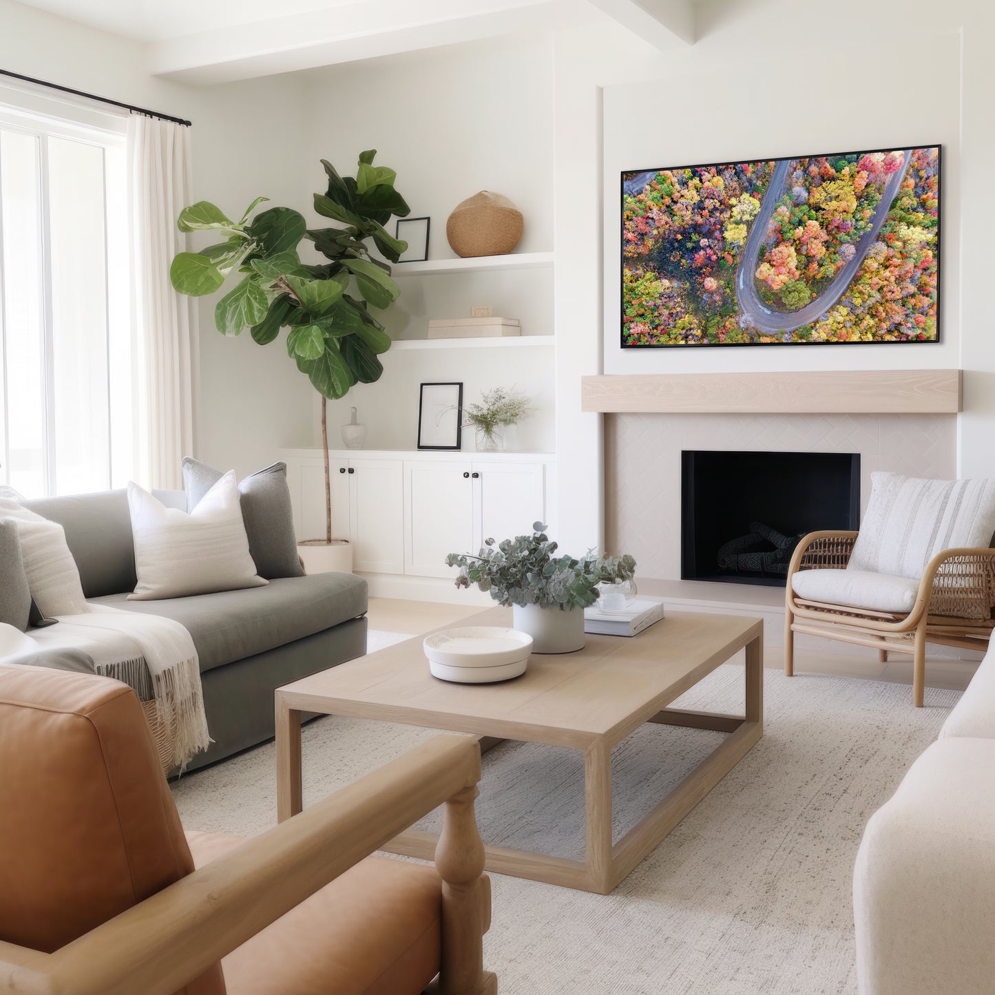 Fall Aerial Winding Road Print | Autumn Landscape Photography | 17 Mile