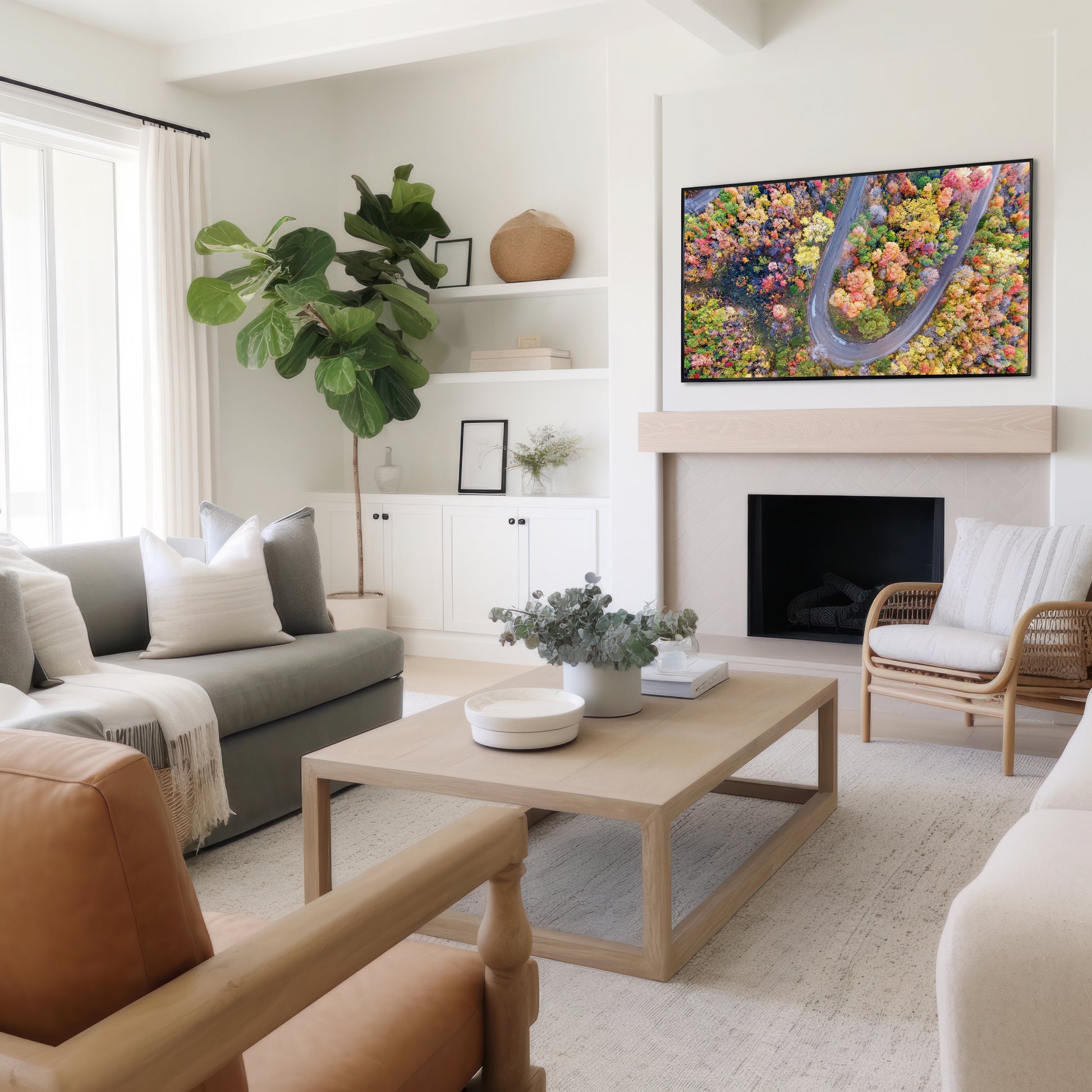 Fall Aerial Winding Road Print | Autumn Landscape Photography | 17 Mile