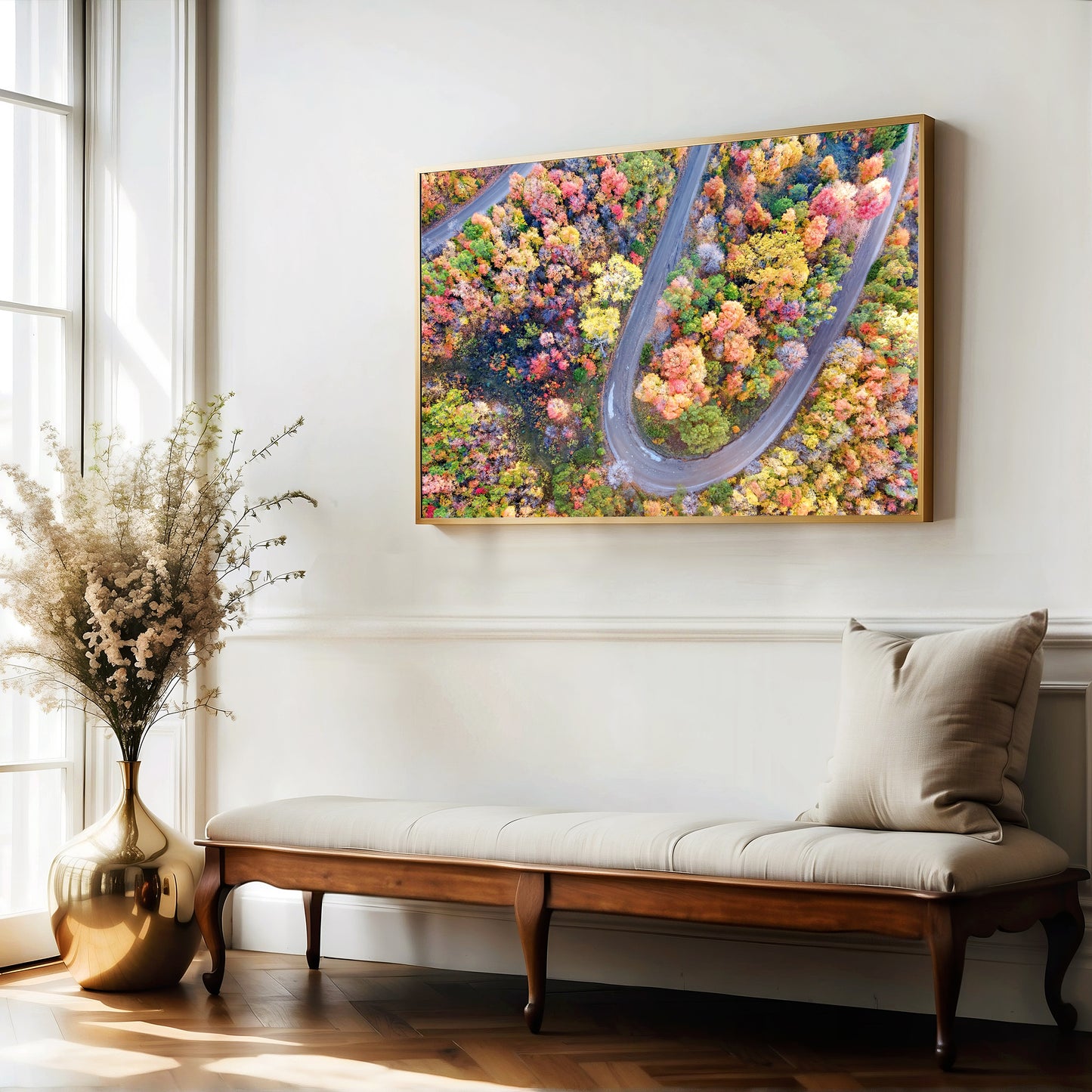 Fall Aerial Winding Road Print | Autumn Landscape Photography | 17 Mile