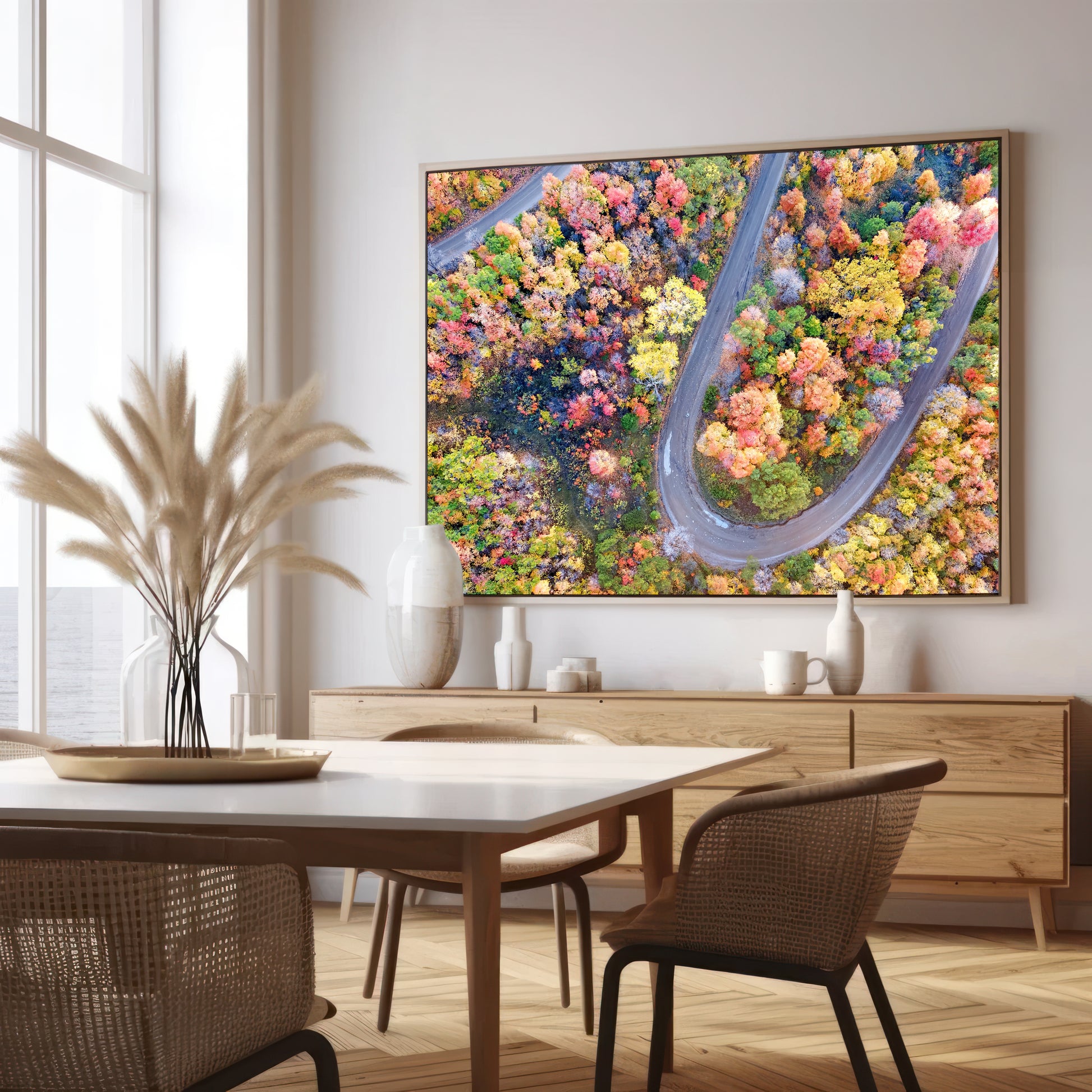 Fall Aerial Winding Road Print | Autumn Landscape Photography | 17 Mile