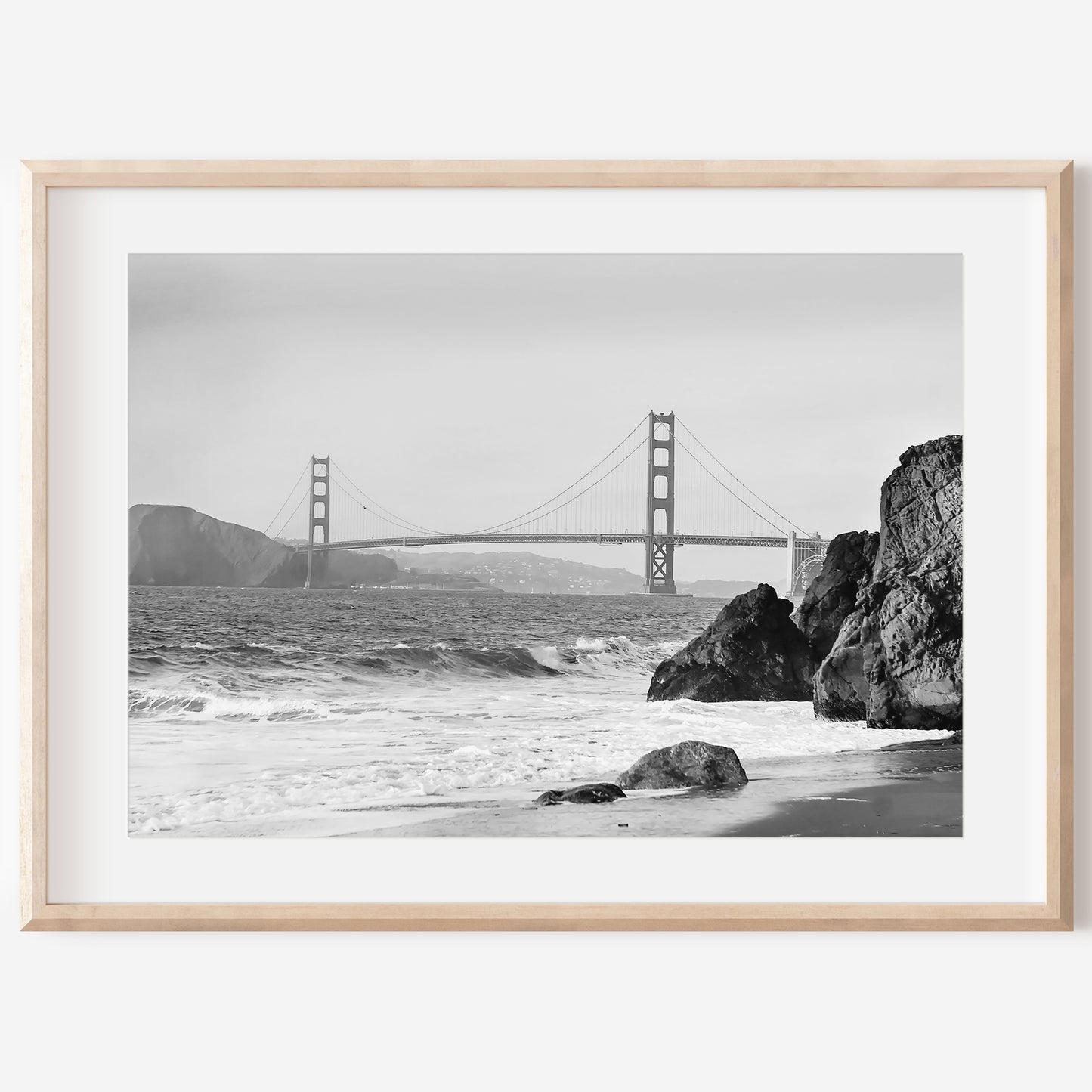 Golden Gate Canvas | Black and White Print | 17 Mile