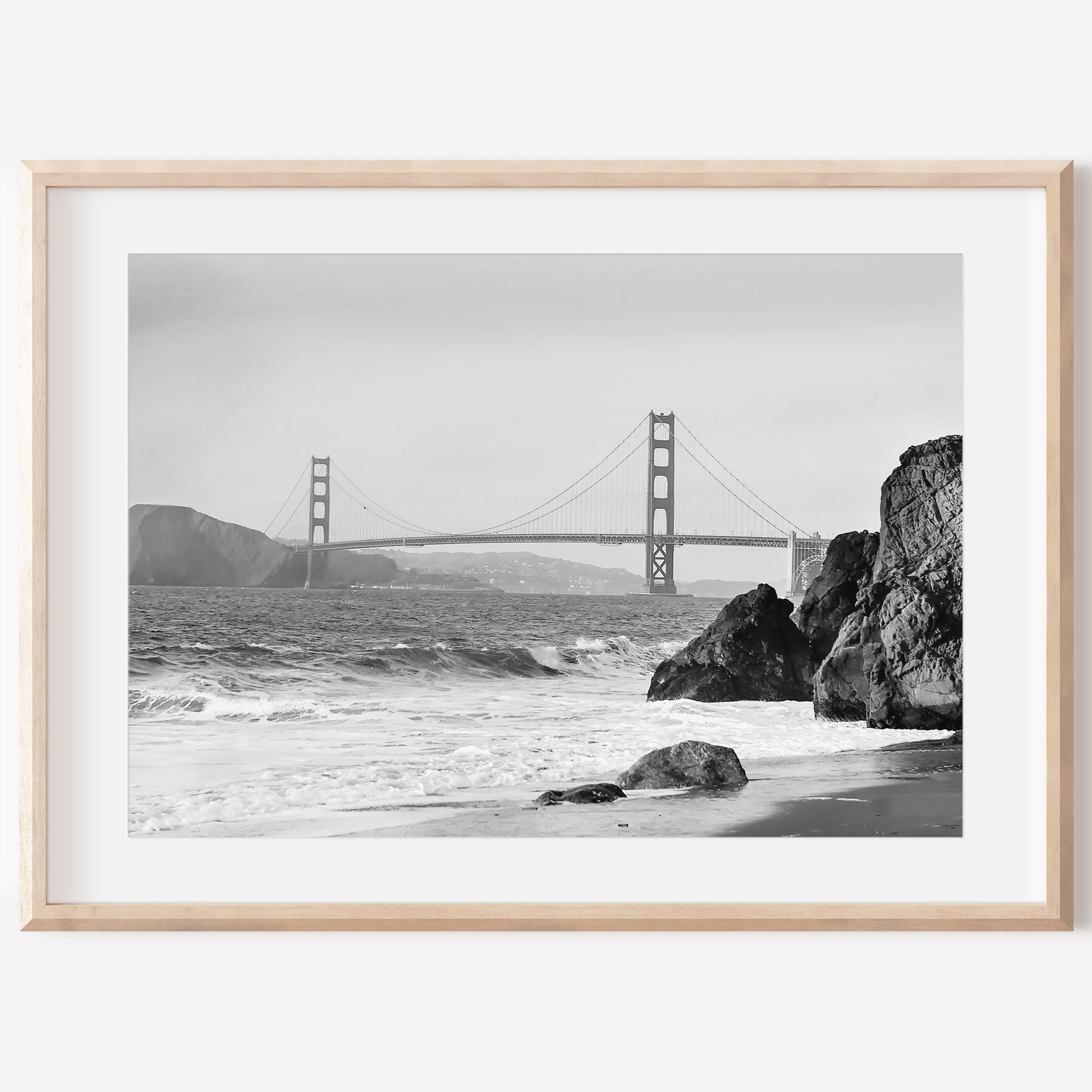 Golden Gate Canvas | Black and White Print | 17 Mile