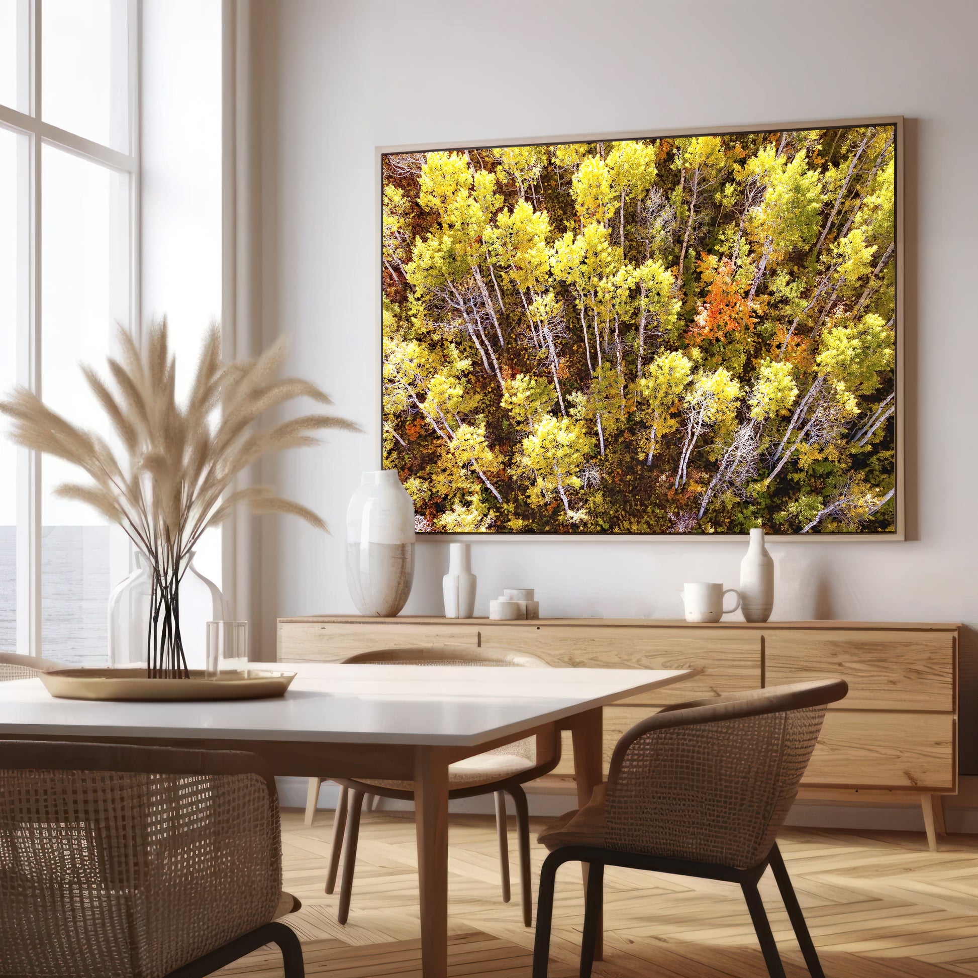 Fall Aspen Trees Aerial Horizontal Print | Utah Autumn Wall Art | 17 Mile