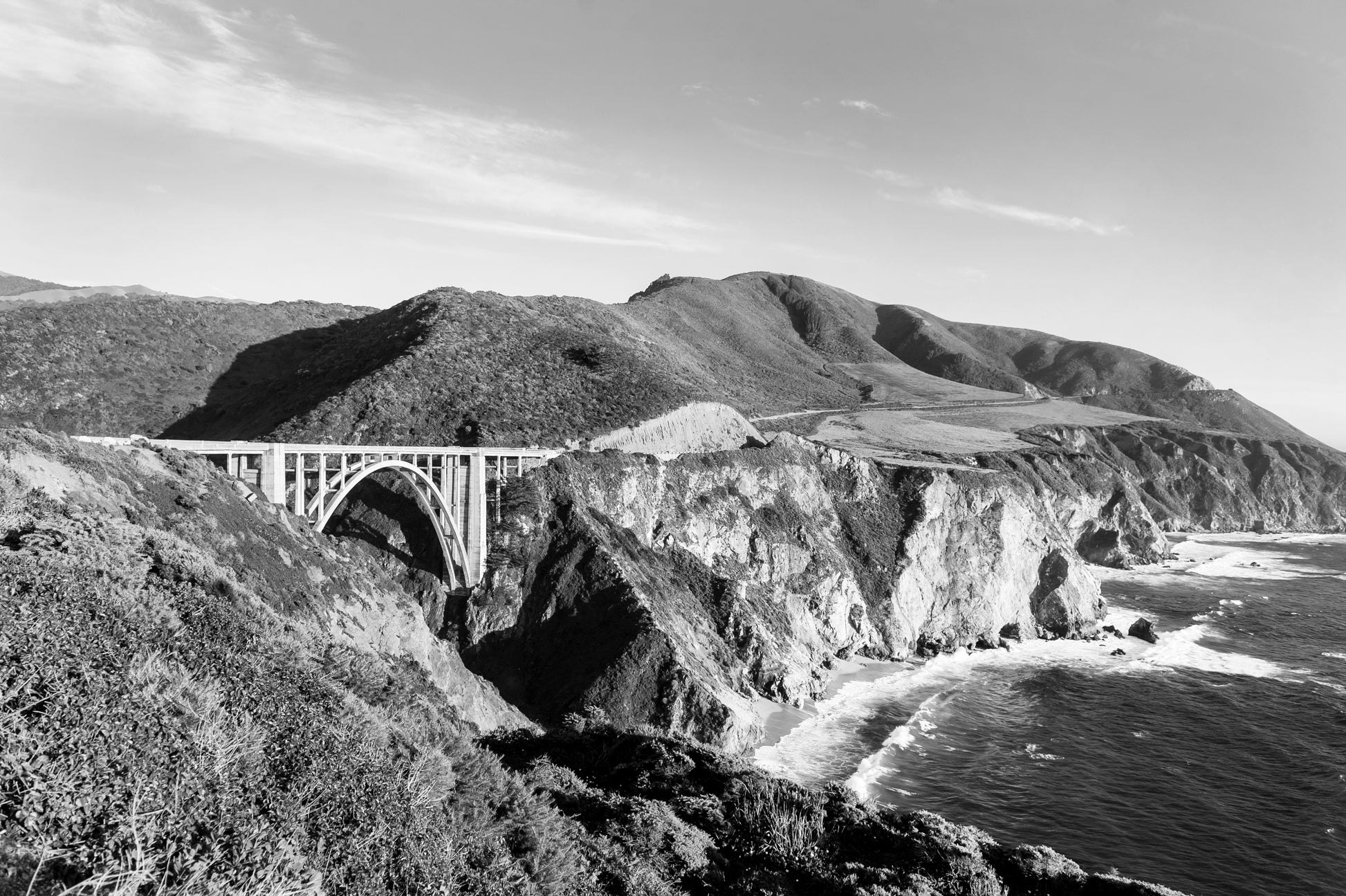 Bixby Bridge Canvas | Black and White Canvas | 17 Mile
