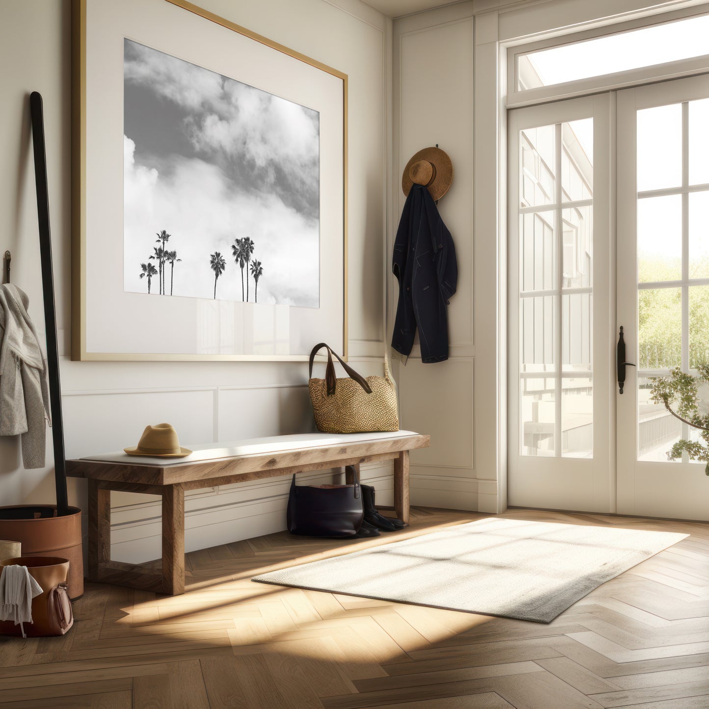 Black and White Palm Trees Print