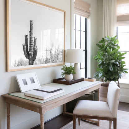 Black and White Cactus Canvas | Saguaro Cactus Print | 17 Mile