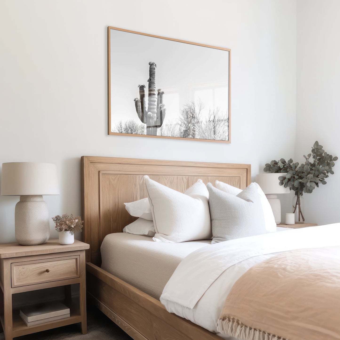 Black and White Cactus Canvas | Saguaro Cactus Print | 17 Mile