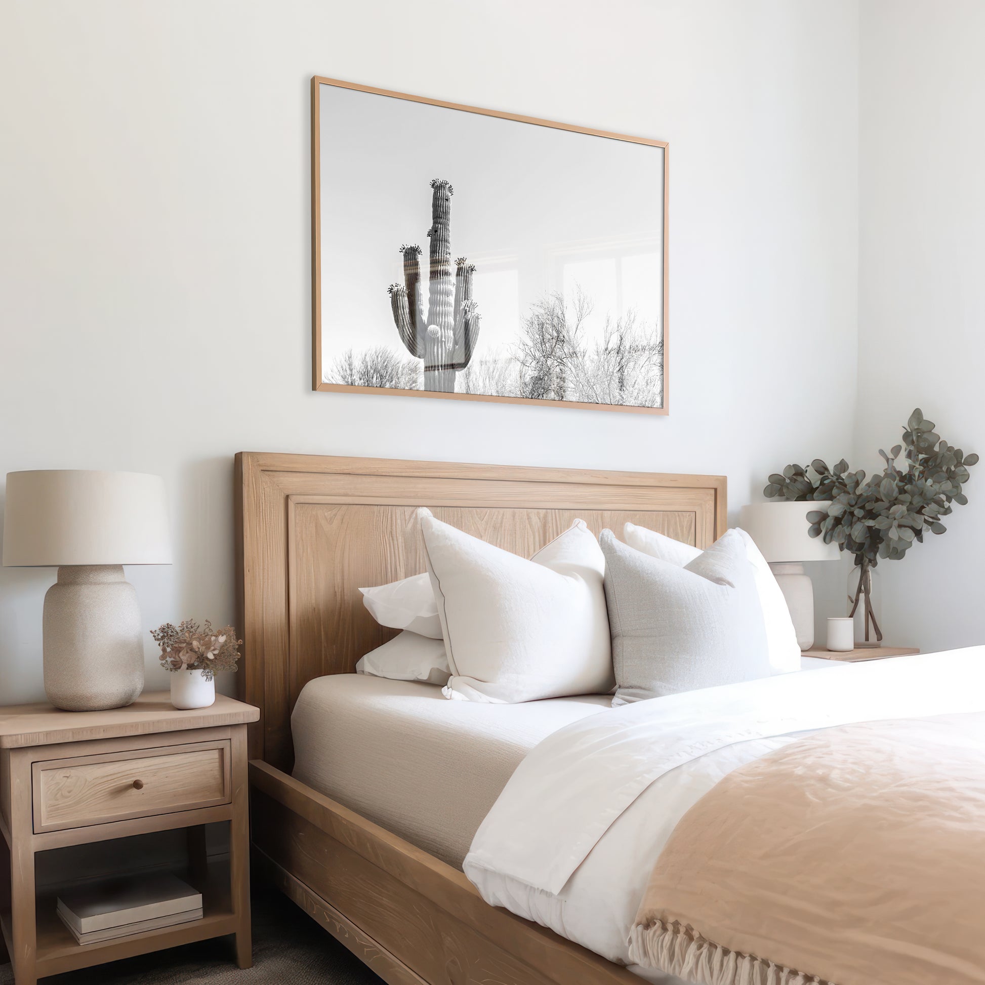 Black and White Cactus Canvas | Saguaro Cactus Print | 17 Mile