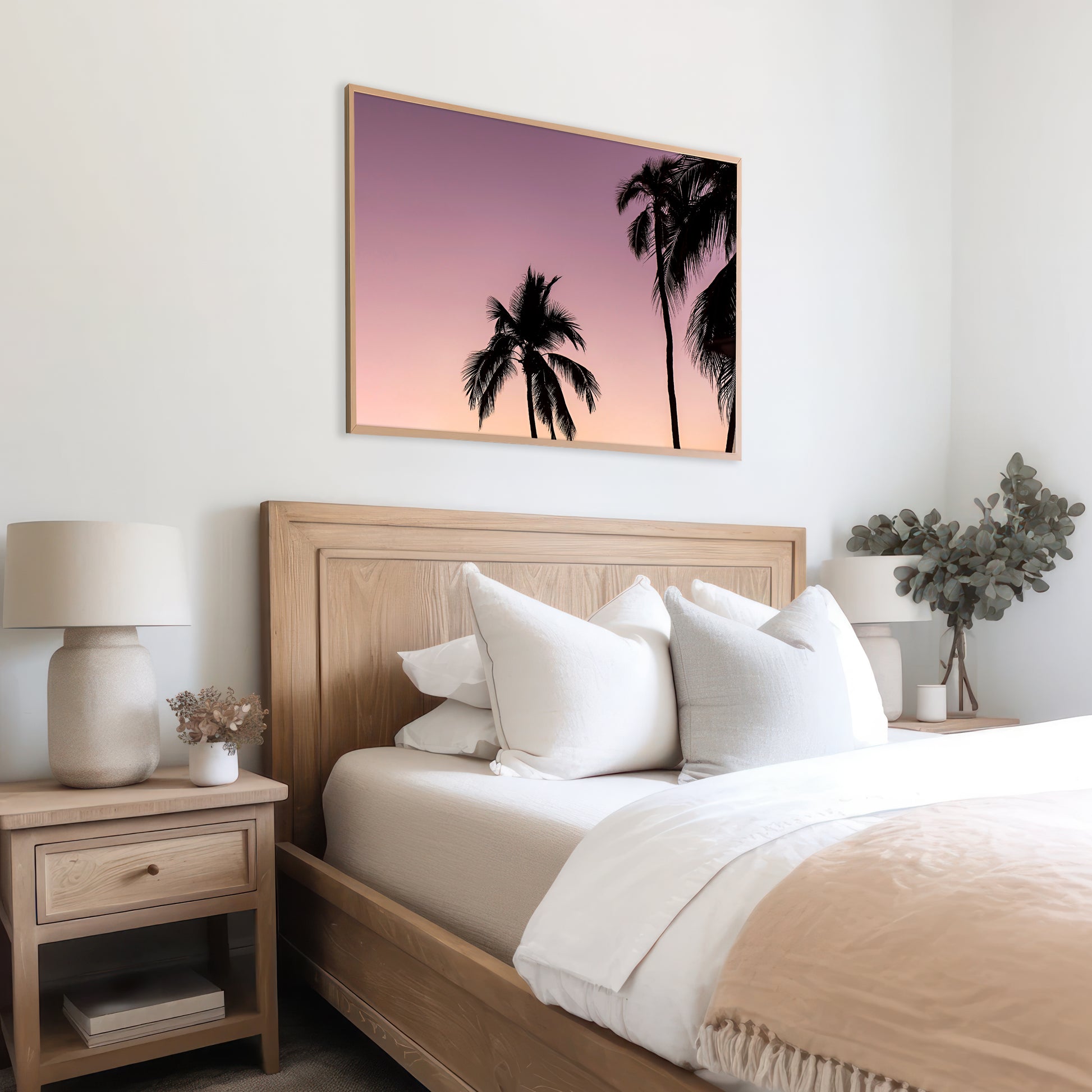 Sunset Wall Art | Sunset with Palm Canvas | 17 Mile