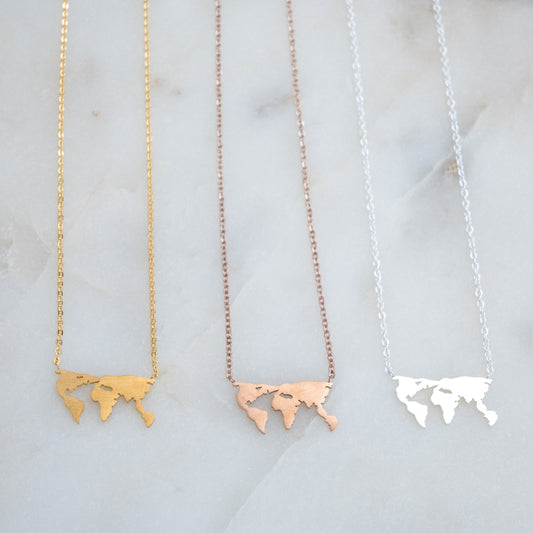 World Map Necklace | Stainless Steel Necklace | 17 Mile