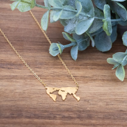 World Map Necklace | Stainless Steel Necklace | 17 Mile