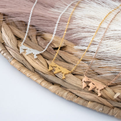 World Map Necklace | Stainless Steel Necklace | 17 Mile