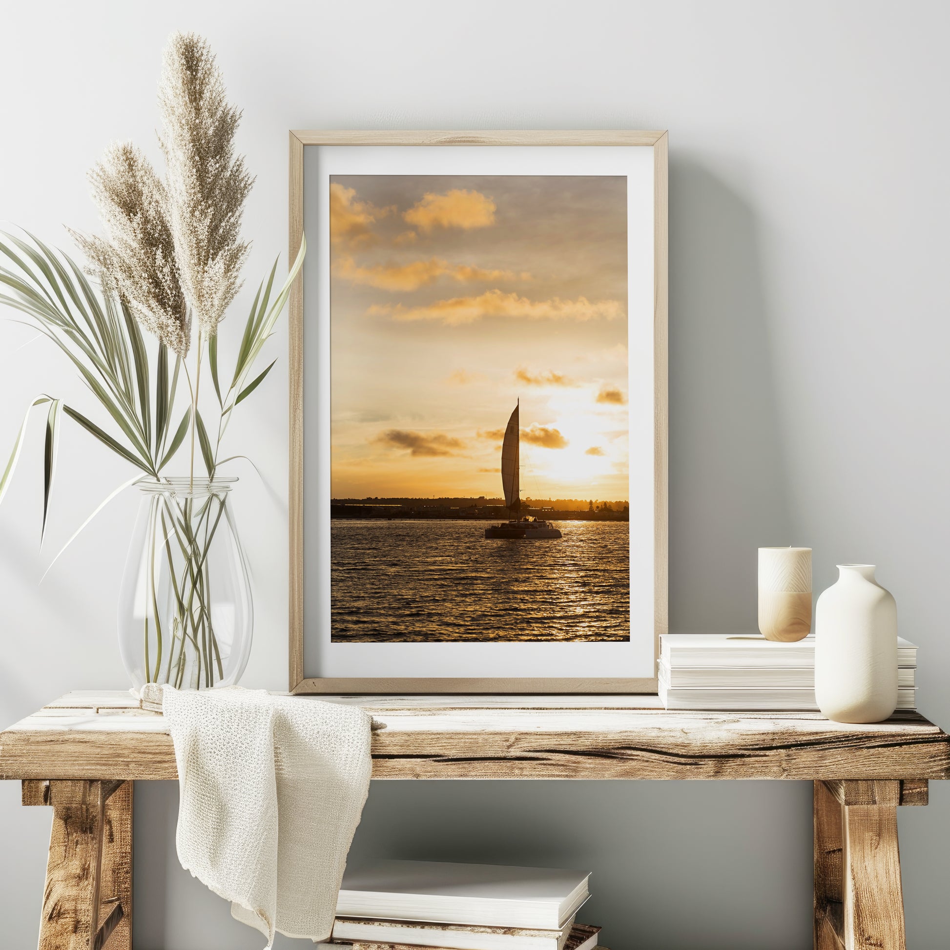 Sunset Sailboat Print | Sailboat Canvas Decor | 17 Mile
